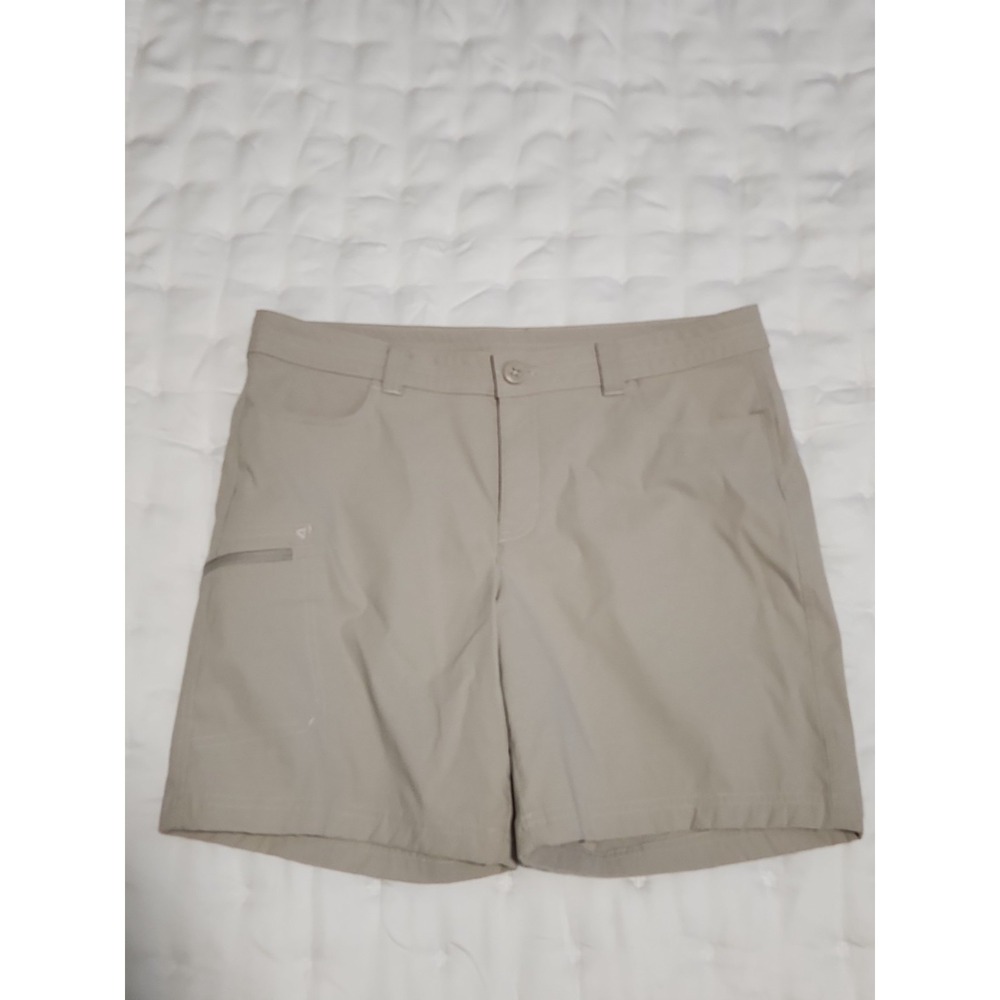 Eddie Bauer Women's Khaki Hiking Shorts Size L Zip Pocket Spring Summer 25